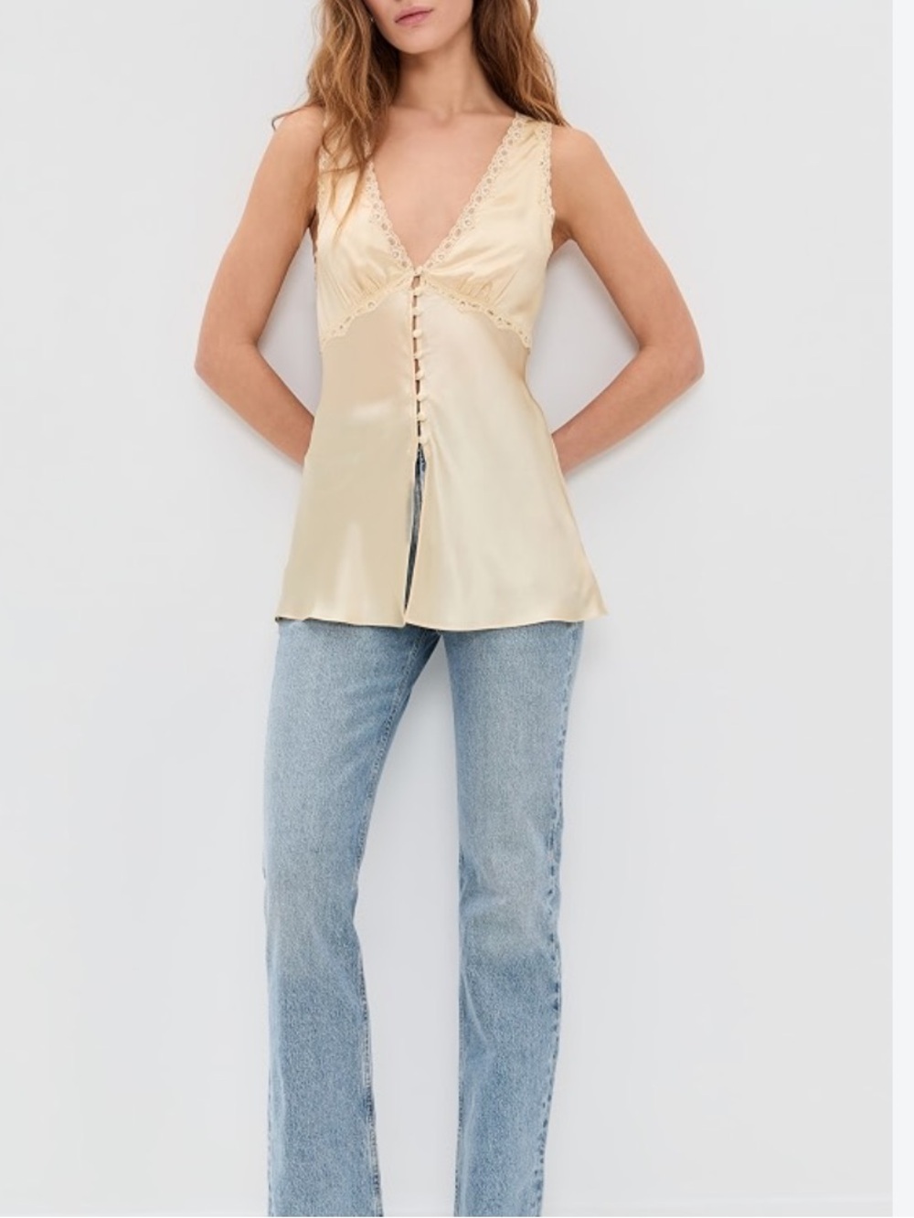 Reformation Addie Silk Camisole - butter yellow - Picture 2 of 7